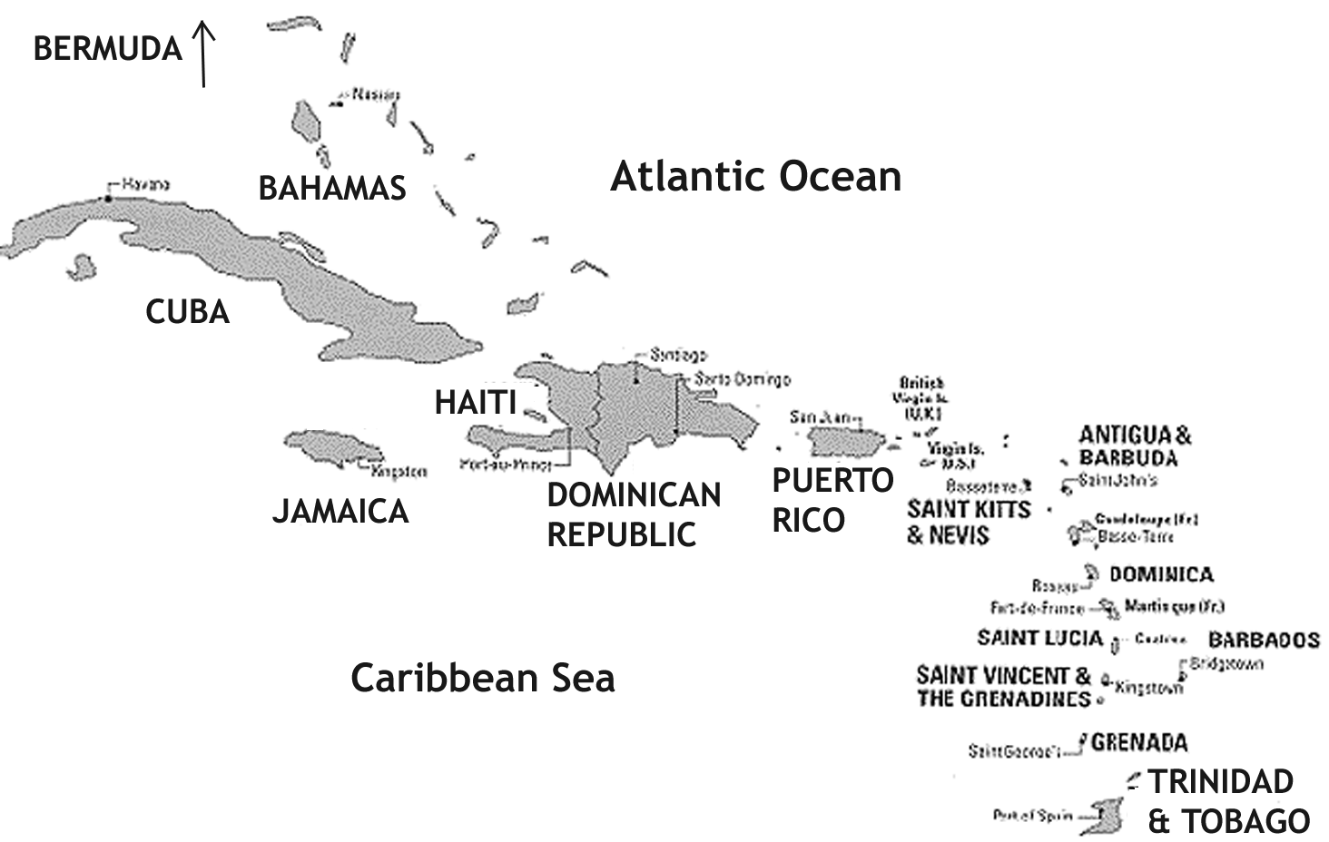 Printable Map Of All Caribbean Islands